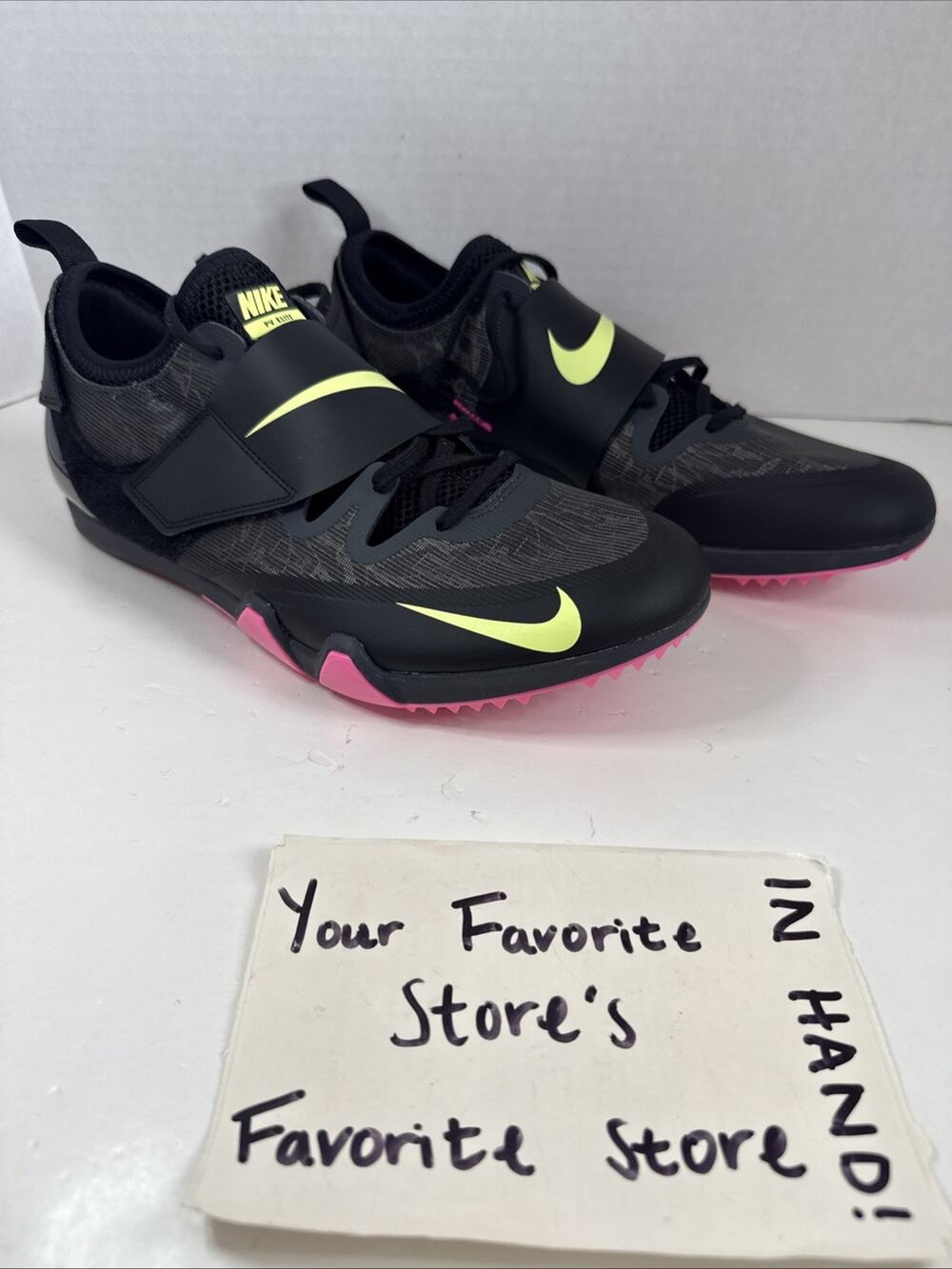 Nike Zoom PV Elite Pole Vault Track Spikes Shoes Black AA1204-004 Men's Size 12